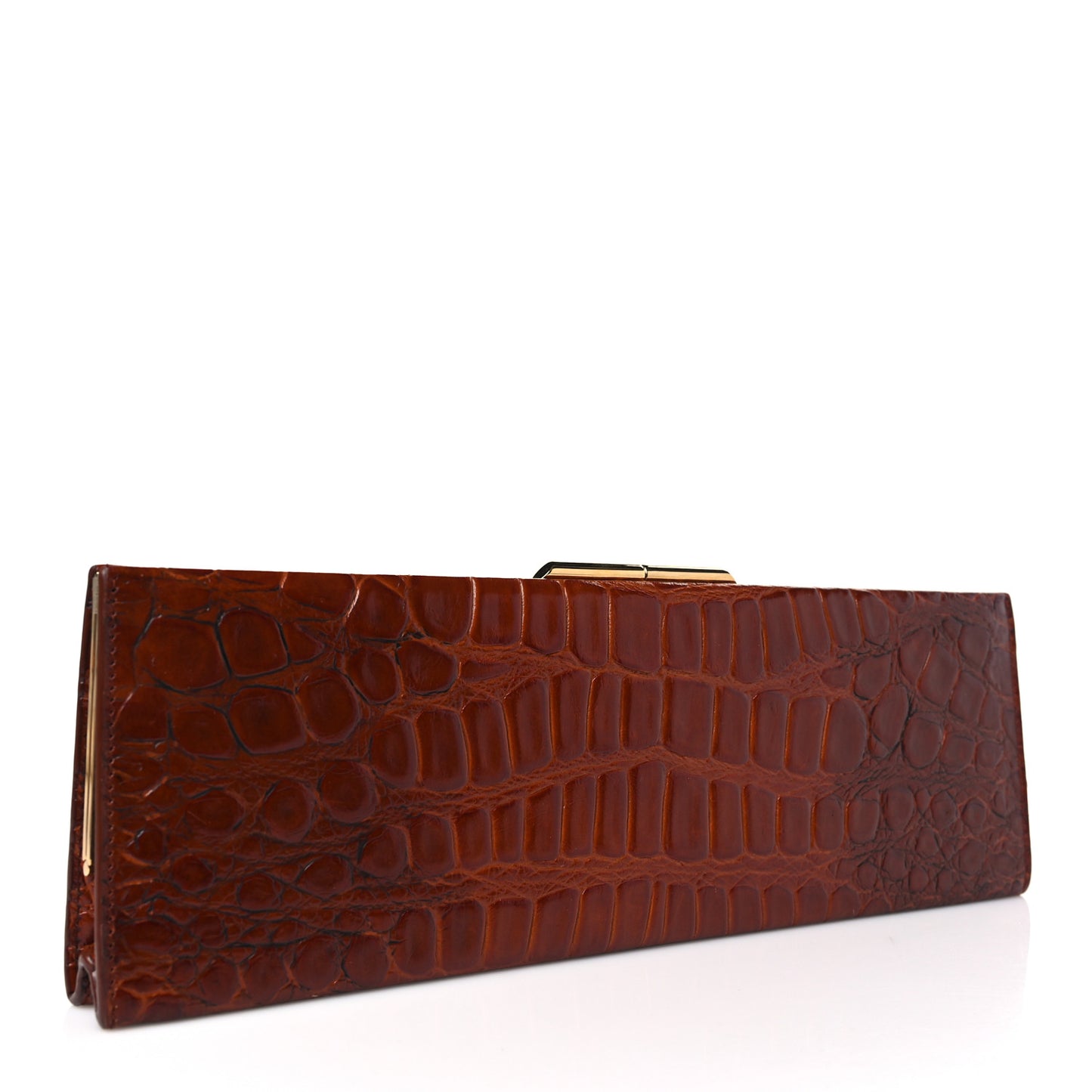 Lacquered Calfskin Crocodile Embossed Large Midnight