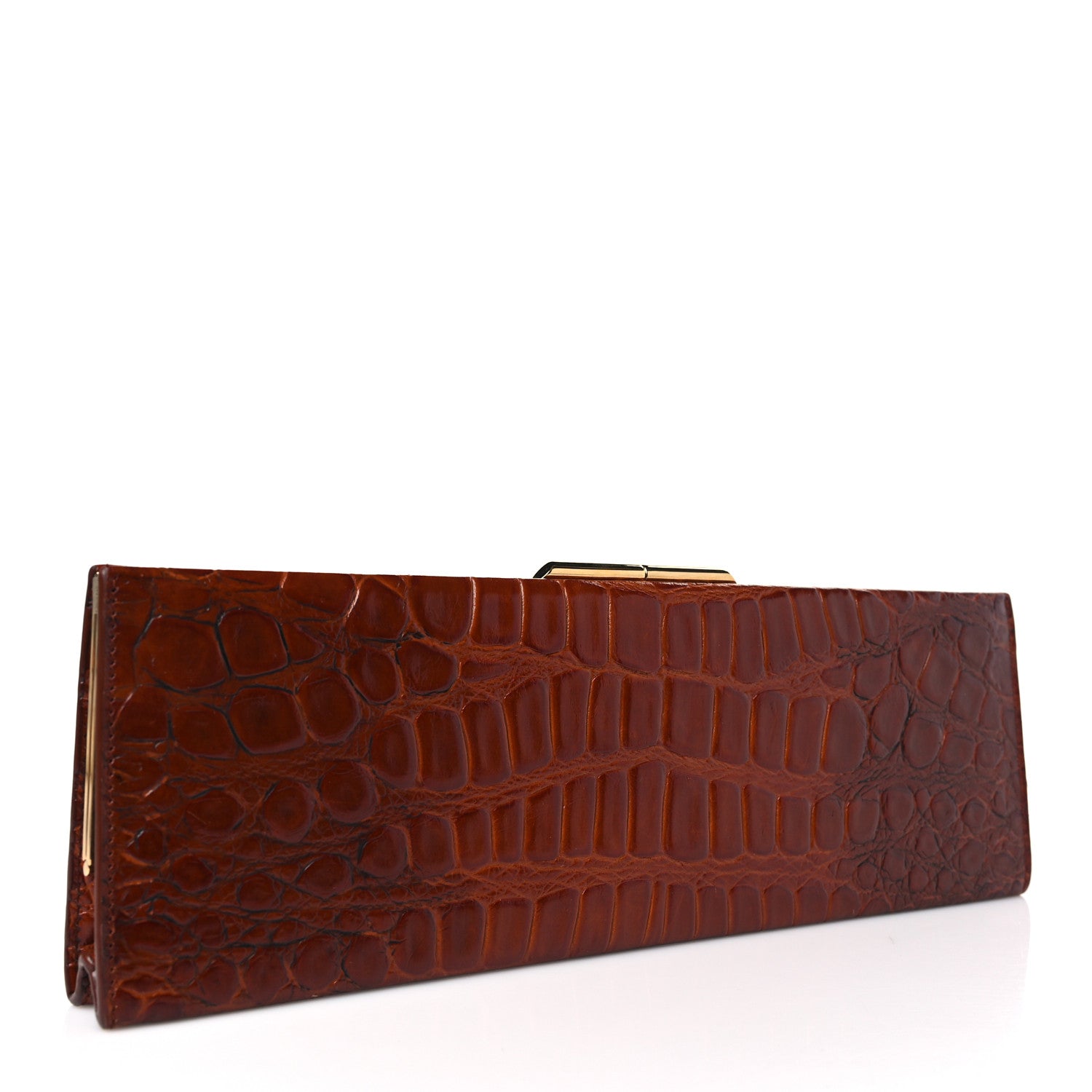 Saint Laurent Lacquered Calfskin Crocodile Embossed Large Midnight 3 of 8