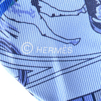 Hermes Silk Cheval Phoenix Twilly Marine Ciel Cobalt 4 of 4