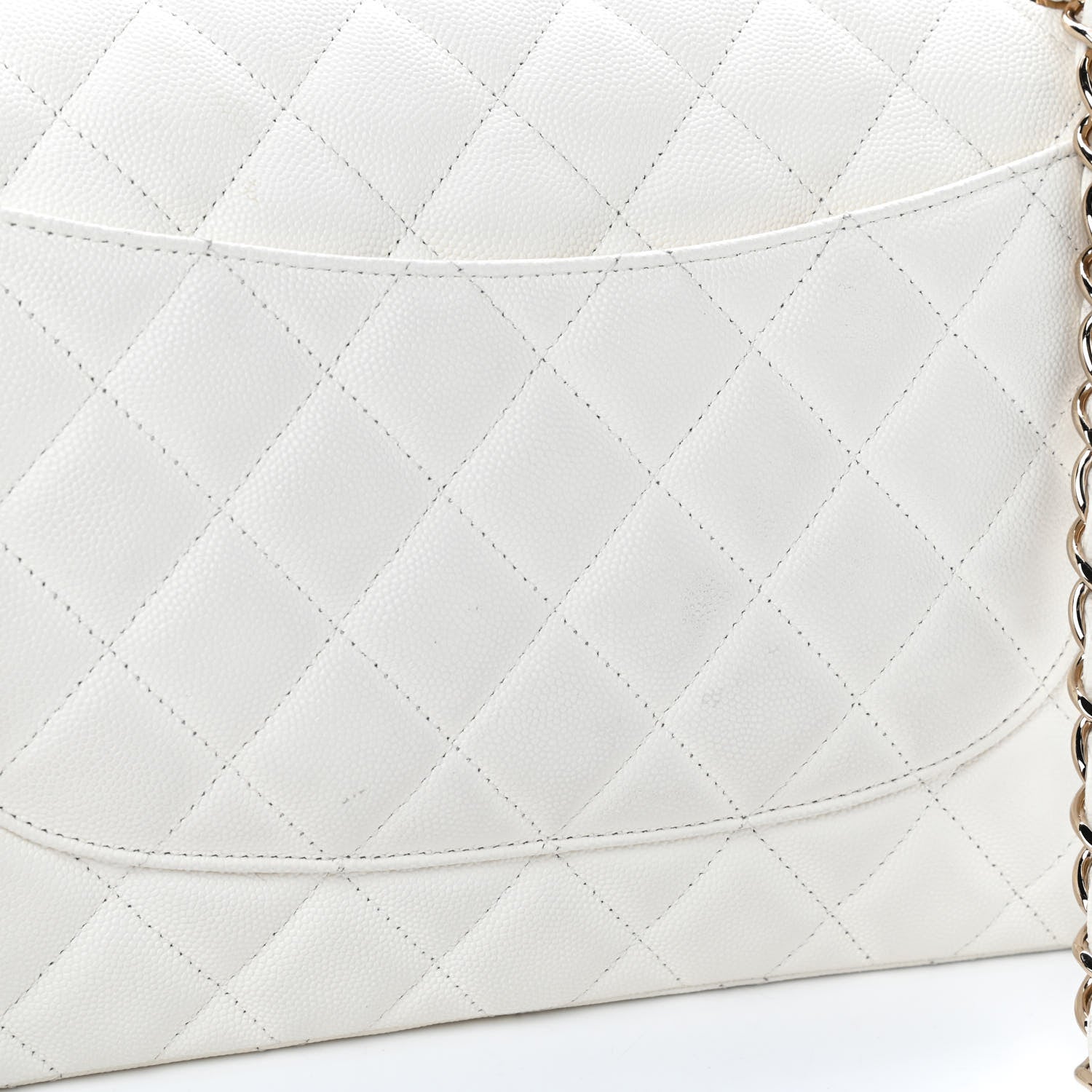 Chanel Caviar Quilted Jumbo Double Flap White 10 of 10