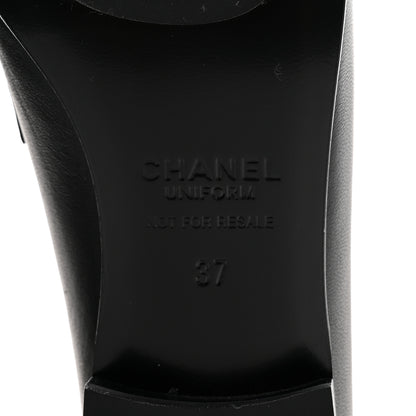 Chanel Calfskin Mens Stitched CC Loafers 37 Black 7 of 8