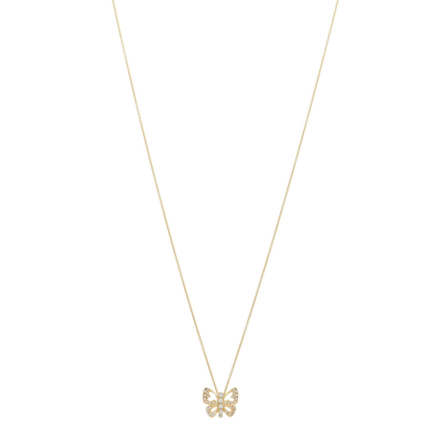 18K Yellow Gold Diamond Butterfly Pendant Necklace