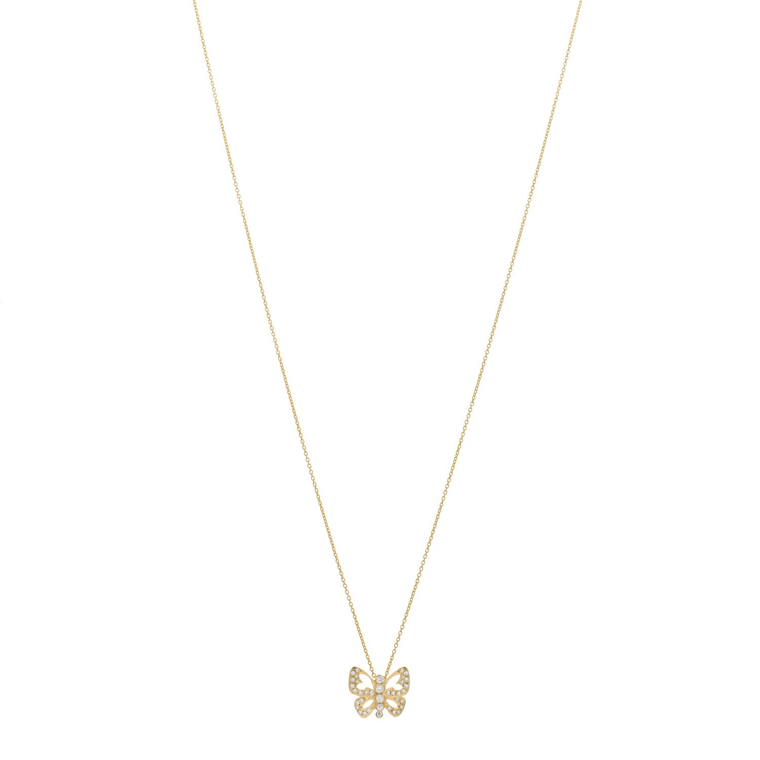Roberto Coin 18K Yellow Gold Diamond Butterfly Pendant Necklace 1 of 3