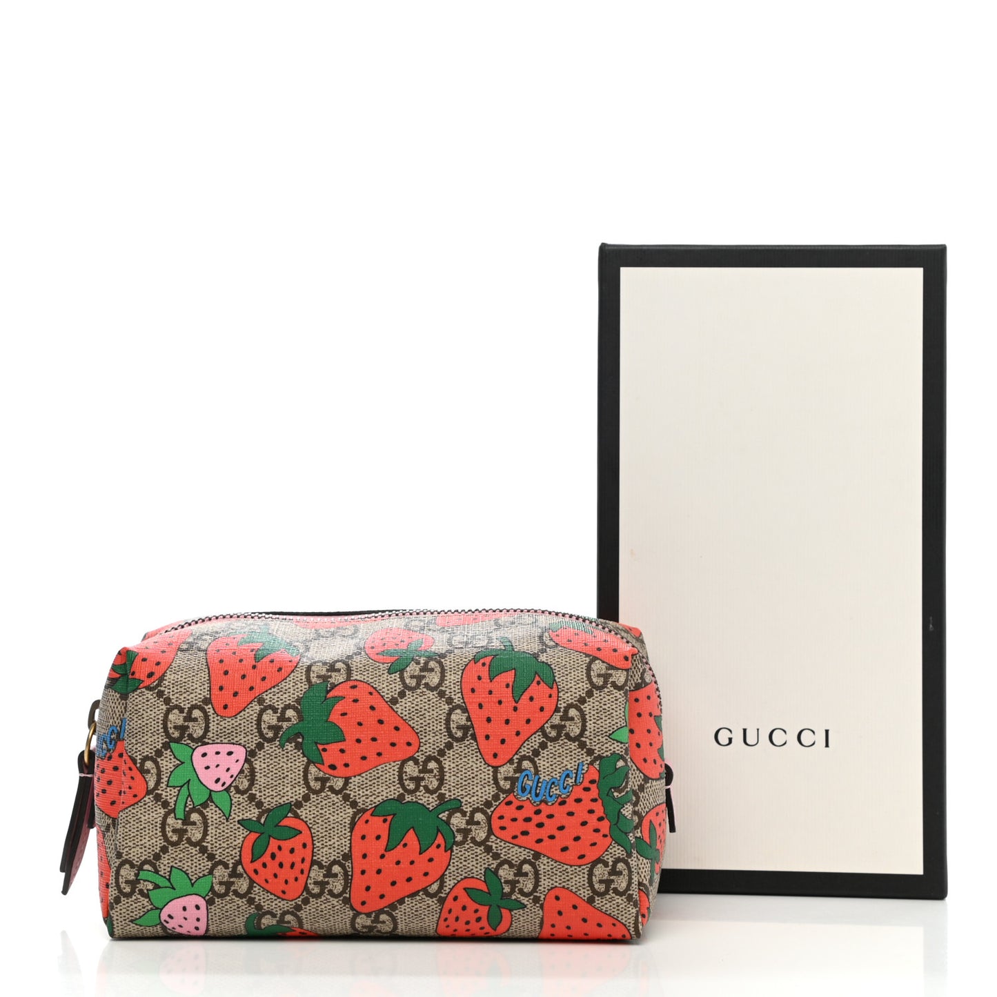 GG Supreme Monogram Strawberry Cosmetic Case