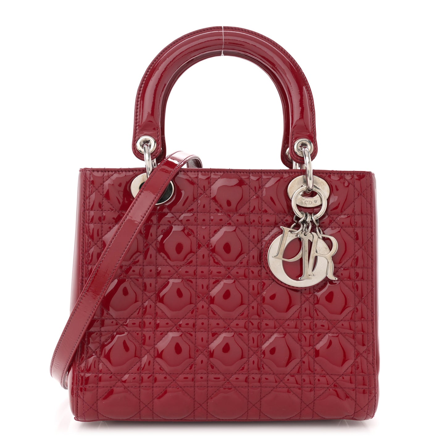 Patent Cannage Medium Lady Dior Burgundy Red