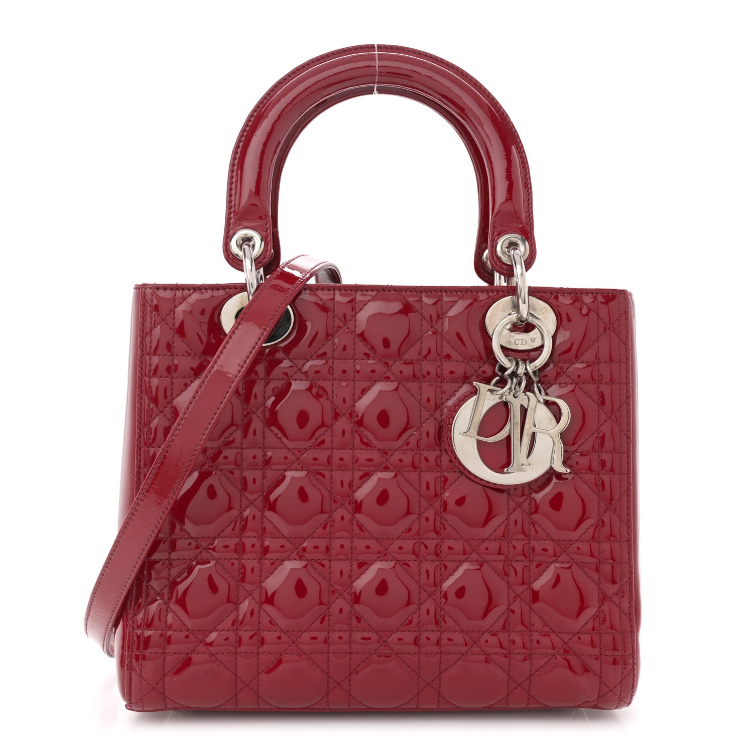 Christian Dior Patent Cannage Medium Lady Dior Burgundy Red 1 of 12