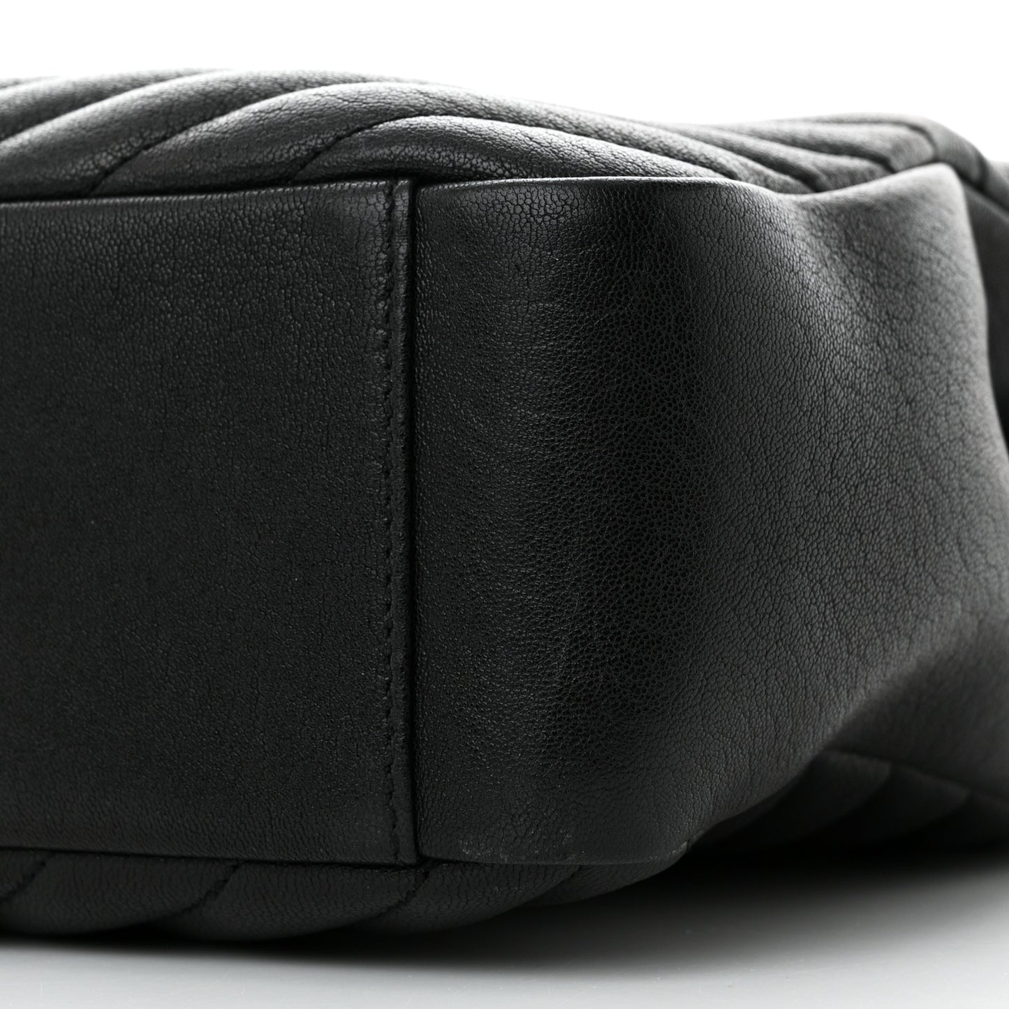 Sheepskin Matelasse Chevron Monogram Large College Satchel Black