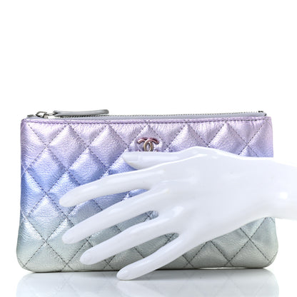 Chanel Gradient Metallic Calfskin Quilted Cosmetic Case Purple Blue Green 2 of 7