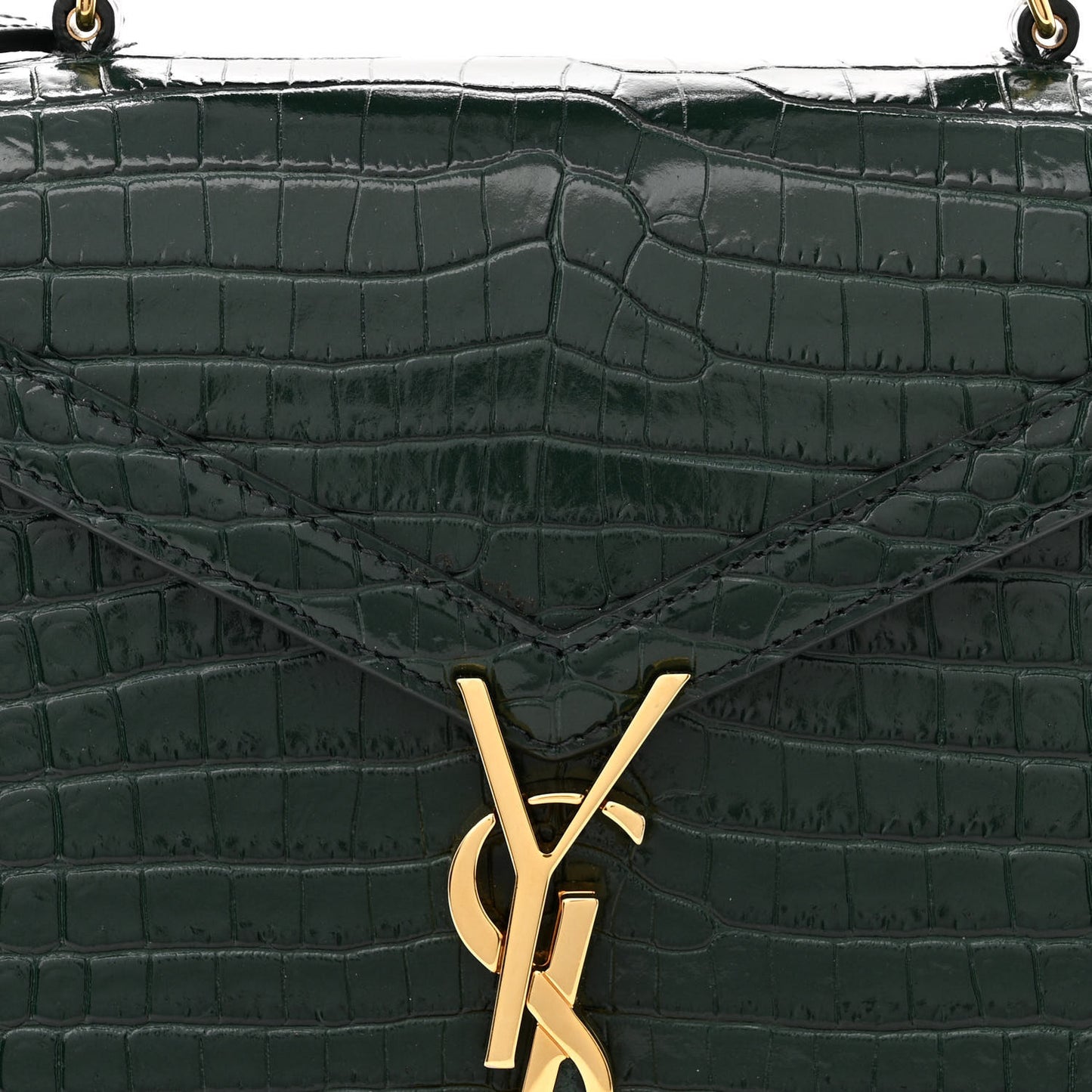 Calfskin Crocodile Embossed Mini Classic Monogram Cassandra Top Handle Green