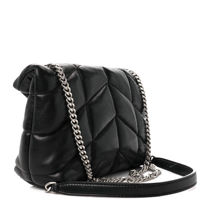 Saint Laurent Lambskin Quilted Toy Loulou Puffer Monogram Chain Satchel Black 3 of 11