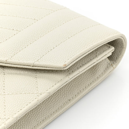 Saint Laurent Grain De Poudre Textured Mixed Matelasse Triquilt Monogram Clutch Blanc Vintage 13 of 17