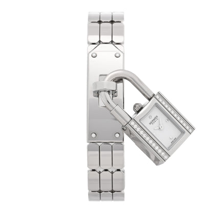 Hermes Stainless Steel Diamond 16mm Kelly Quartz Watch 1 of 5