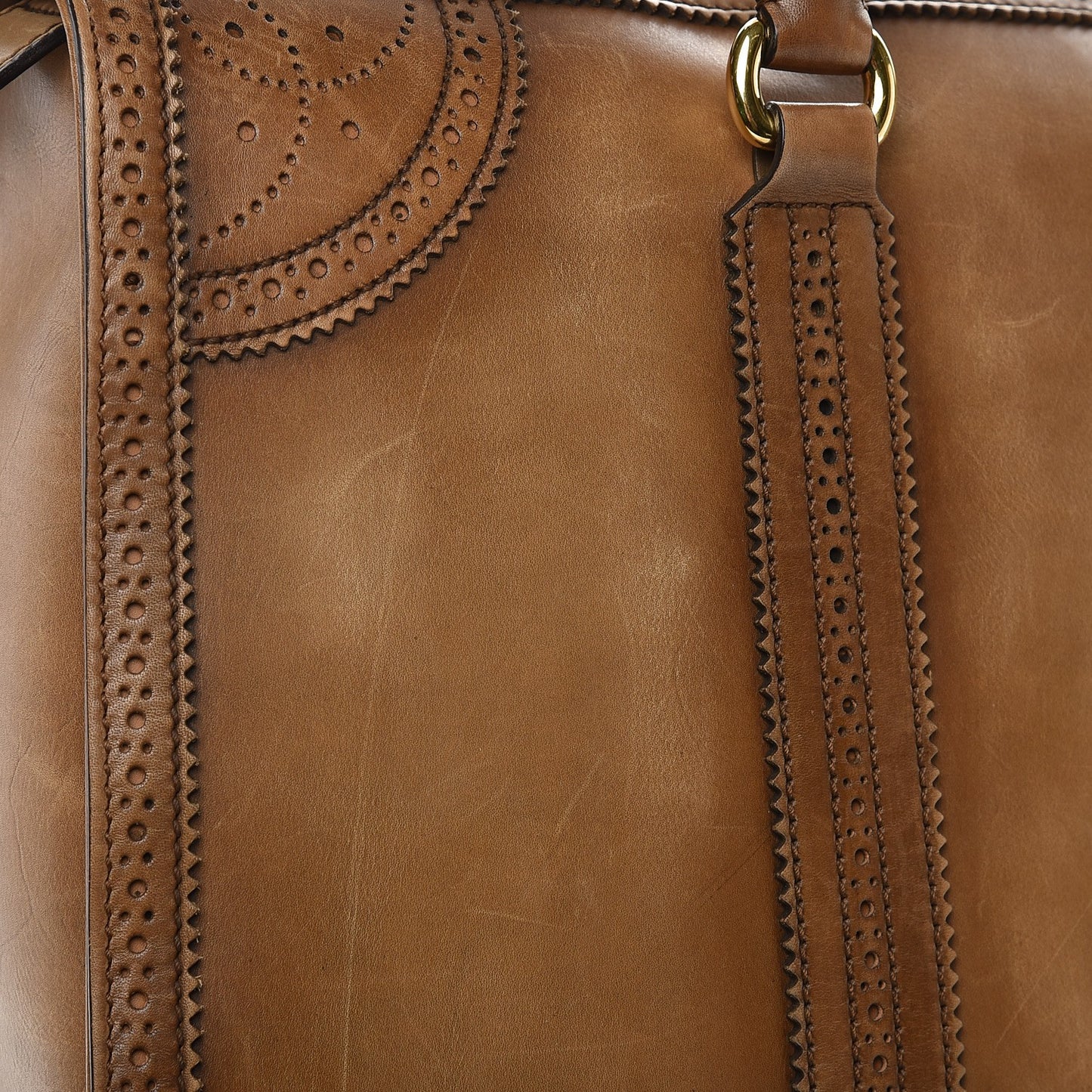 Calfskin Duilio Brogue Tote Honey