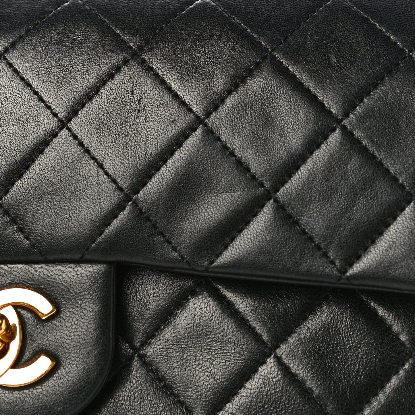 Lambskin Quilted Small Double Flap Black