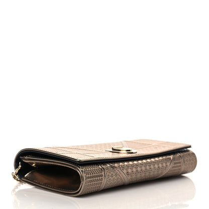 Christian Dior Metallic Patent Micro-Cannage Diorama Croisiere Chain Wallet Champagne 4 of 9