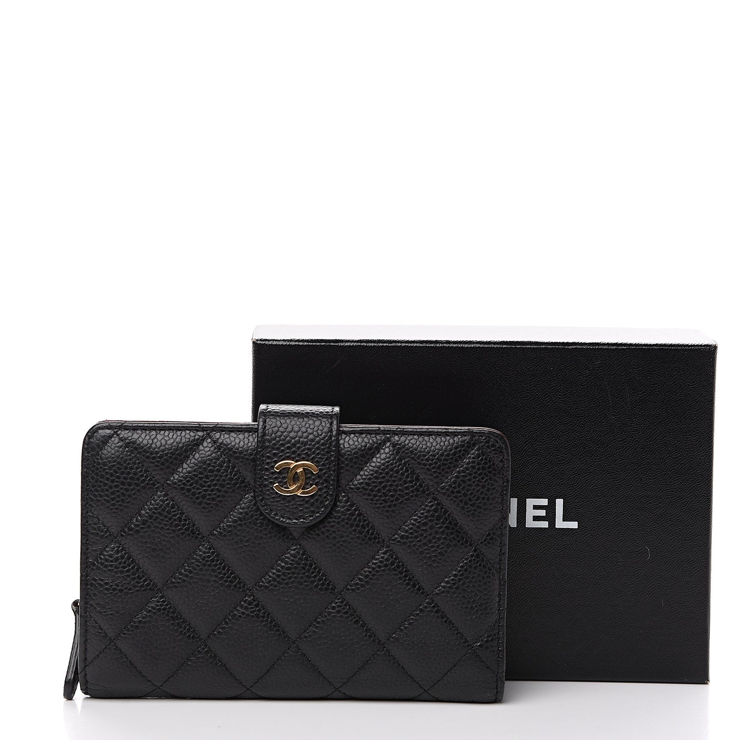 Caviar Quilted Zipped Pocket Wallet Black