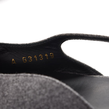 Chanel Wool Velvet Cap Toe CC Slingback Pumps 40.5 Grey Black 10 of 10
