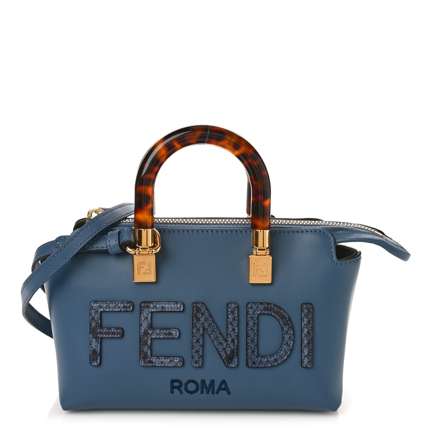 Fendi Vitello King Plexiglass Elaphe Python Print Logo Mini By The Way Mirto 1 of 8