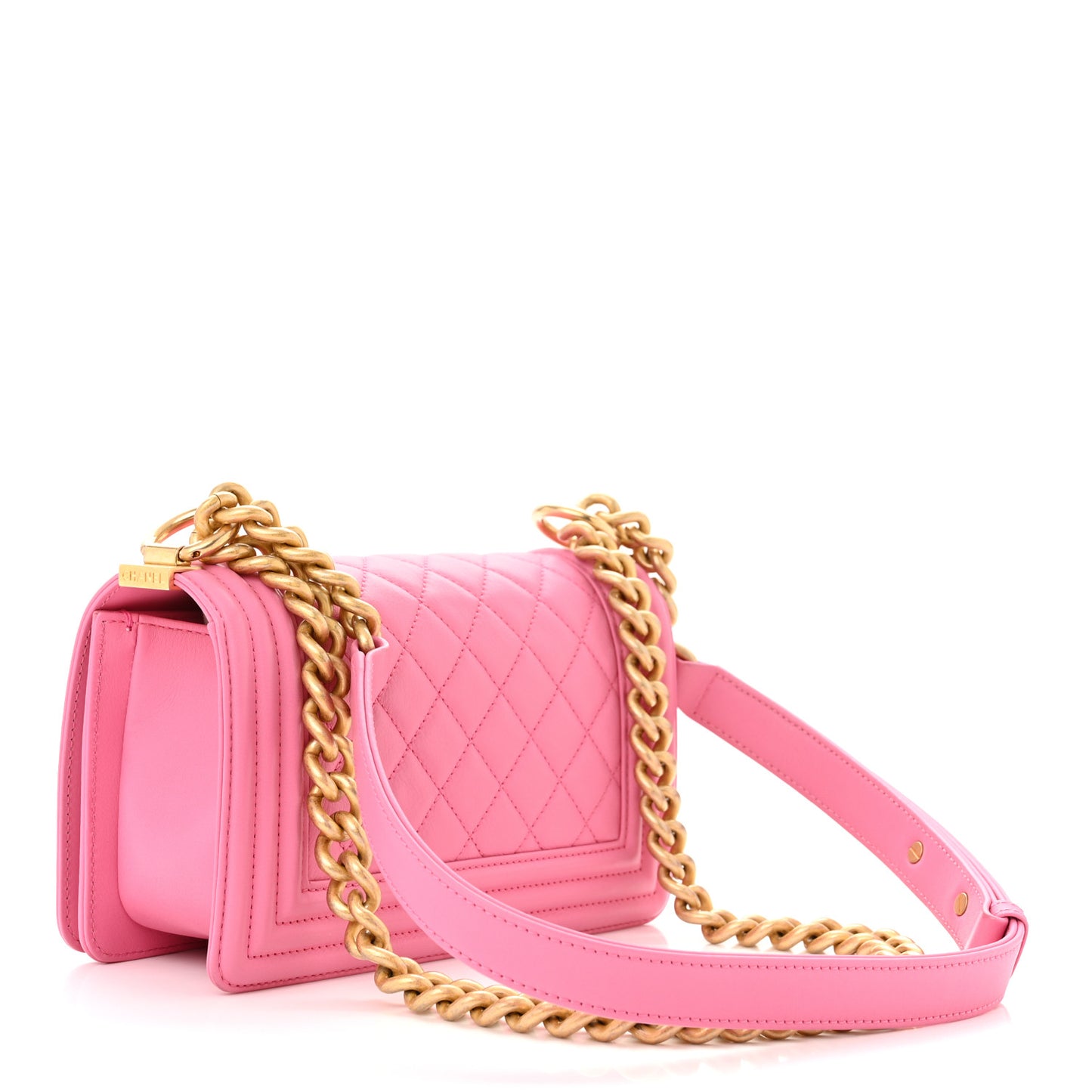 Calfskin Quilted Small Boy Flap Pink