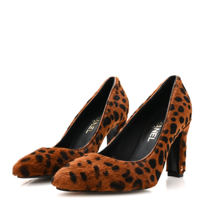 Chanel Pony Hair Lambskin Pumps 40 Brown Black 4 of 9
