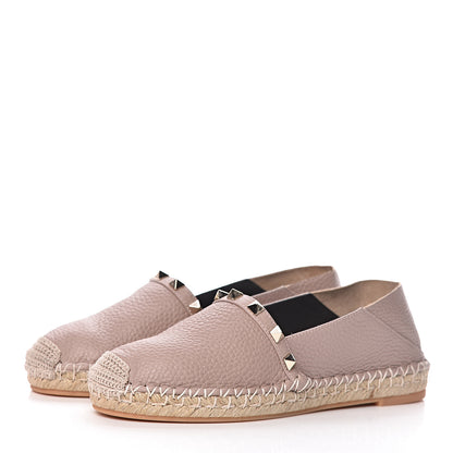 Valentino Garavani Pebbled Calfskin Rockstud Espadrilles 35 Poudre 3 of 8