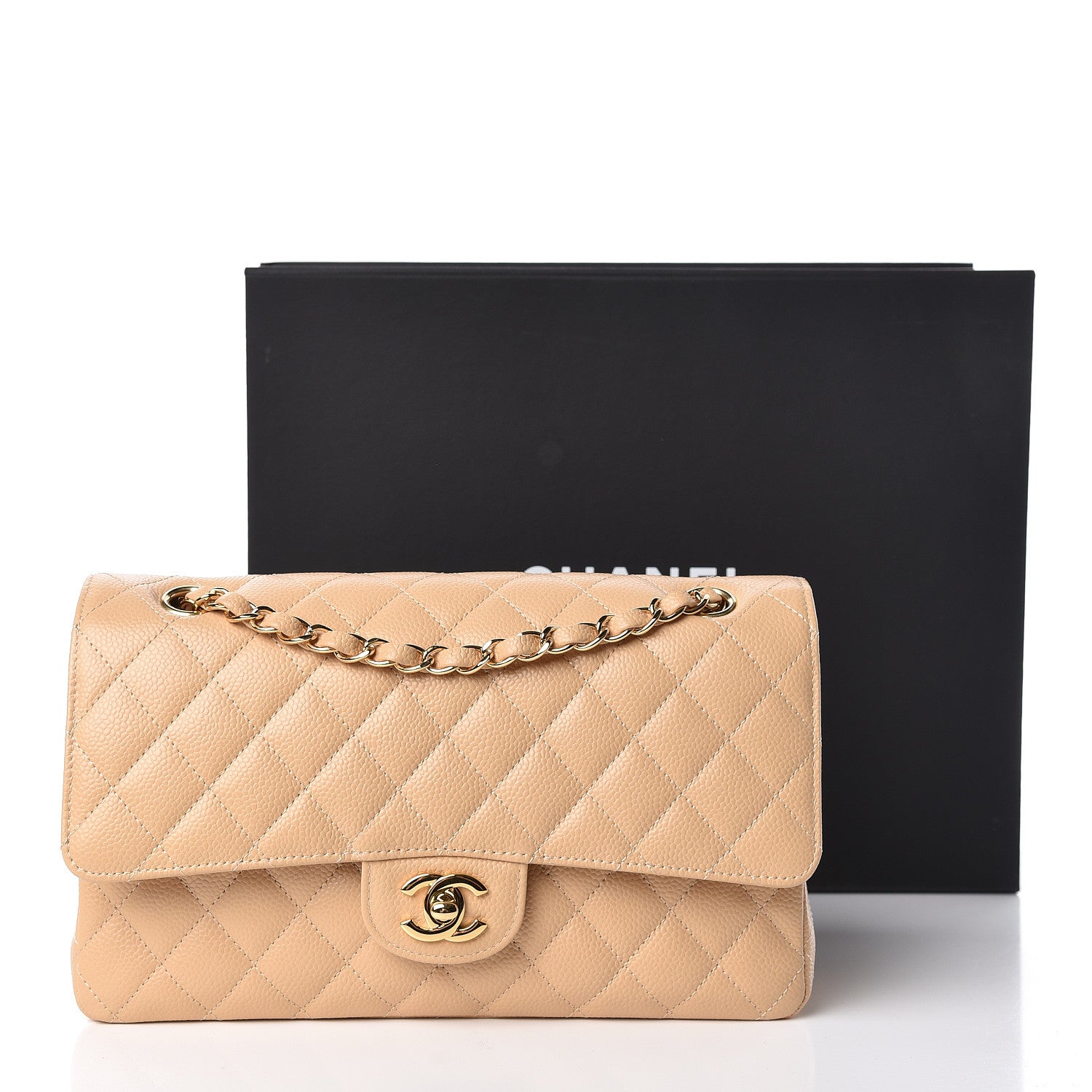 Chanel Caviar Quilted Medium Double Flap Light Beige 11 of 11