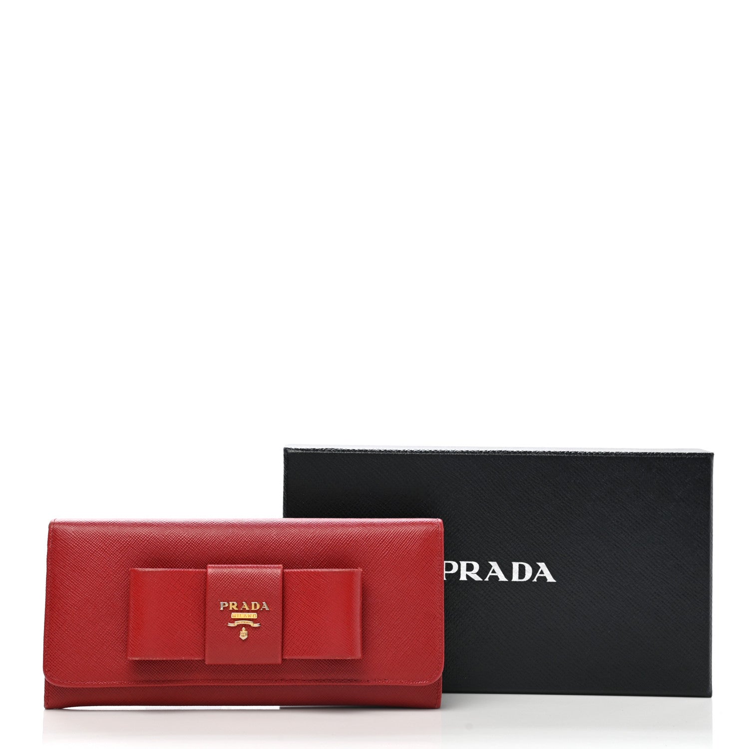 Prada Saffiano Fiocco Bow Continental Wallet Fuoco 13 of 13