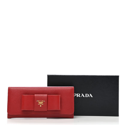 Prada Saffiano Fiocco Bow Continental Wallet Fuoco 13 of 13