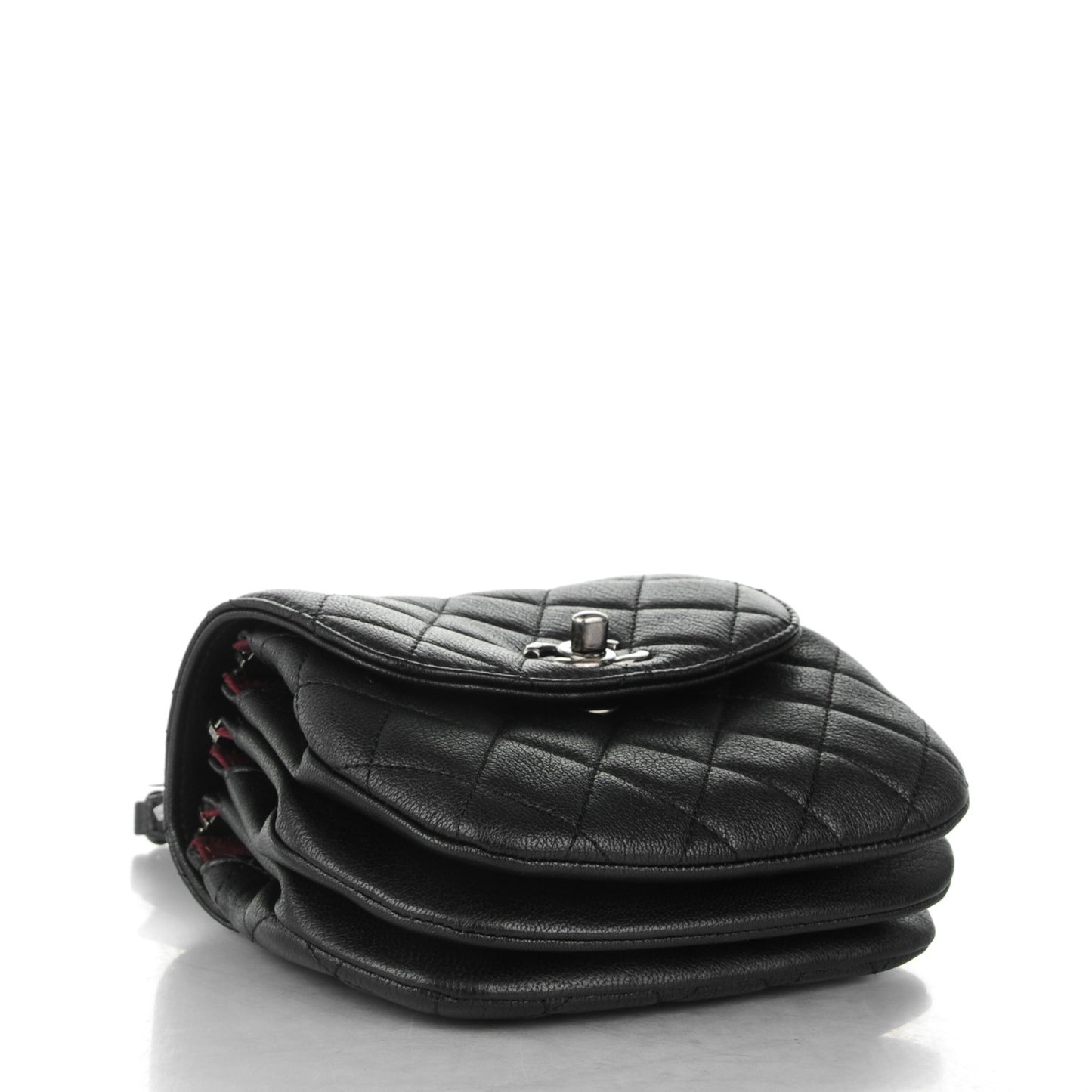 Goatskin Quilted CC Waiter Crossbody Black Black