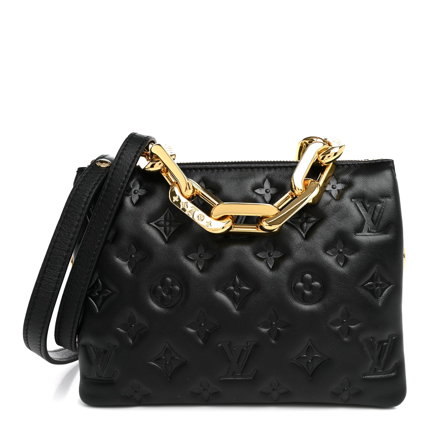 Lambskin Embossed Monogram Coussin BB Black