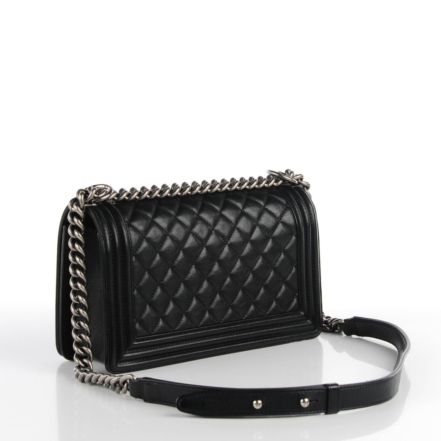 Calfskin Quilted Medium Boy Flap Black