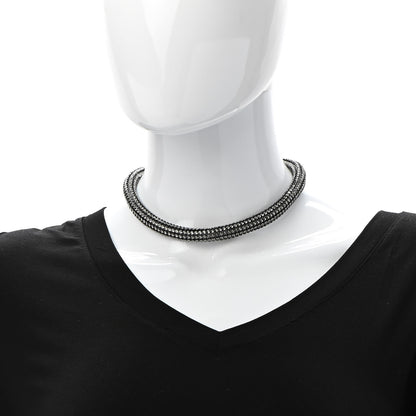 Chanel Crystal CC Logo Choker Necklace Dark Grey 2 of 7