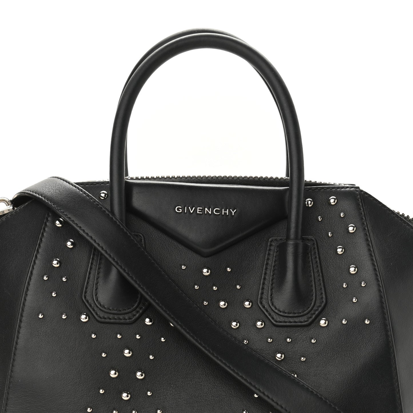 Smooth Calfskin Small Studded Antigona Black