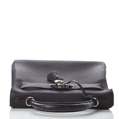 Hermes Togo Matte Alligator Kelly Retourne Touch 28 Raisin Prunoir 8 of 36