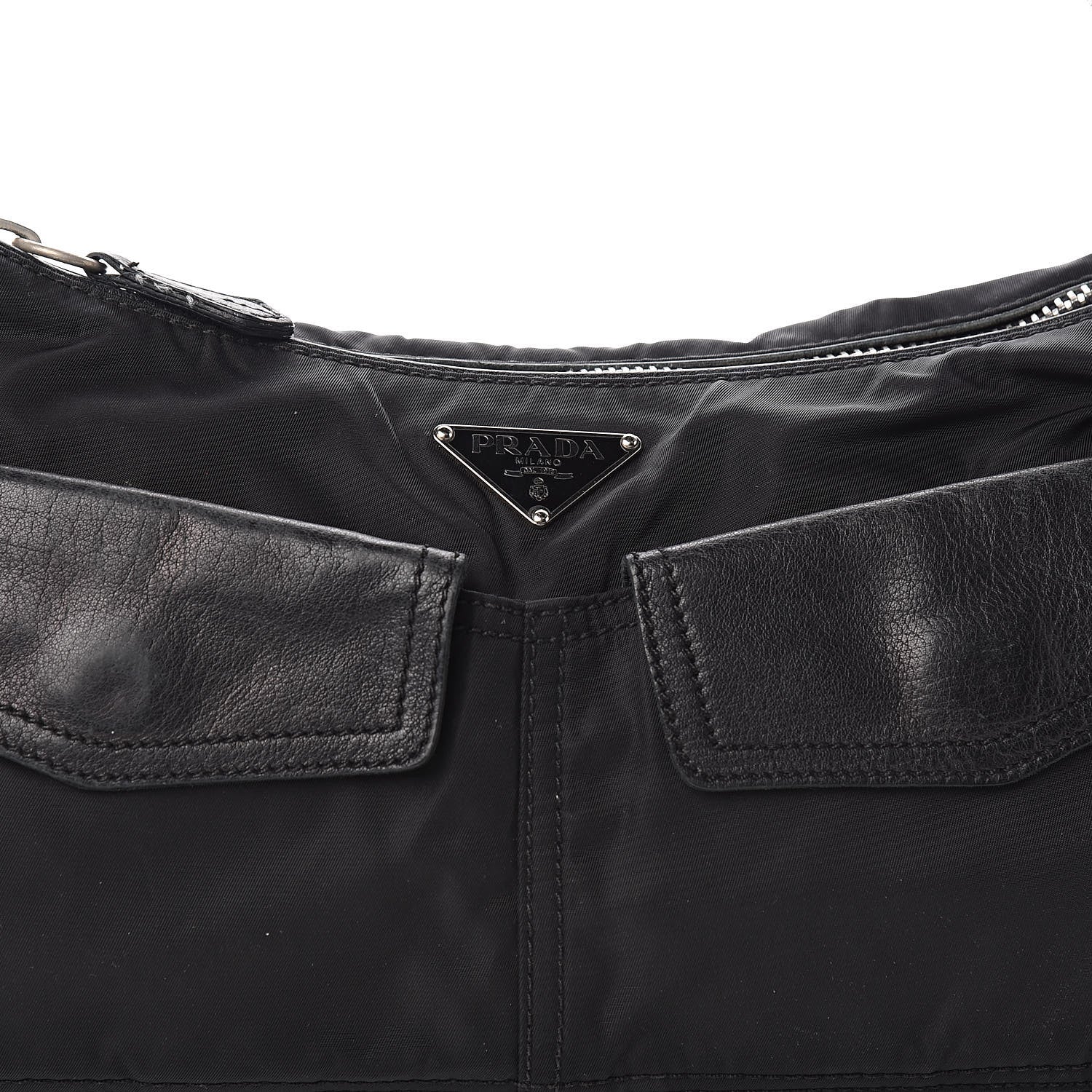 Prada Tessuto Nylon Buffalo Shoulder Bag Black 14 of 14