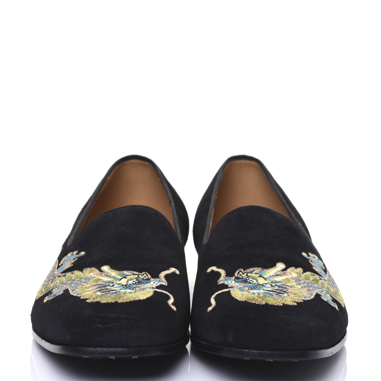 Gucci Suede Dragon Embroidered Mens Loafers 11 Black 2 of 17