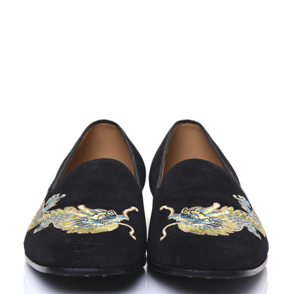 Gucci Suede Dragon Embroidered Mens Loafers 11 Black 2 of 17