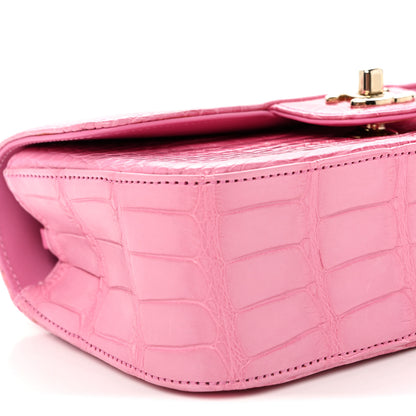 Chanel Shiny Alligator Ombre Mini Rectangular Flap Rose 9 of 10