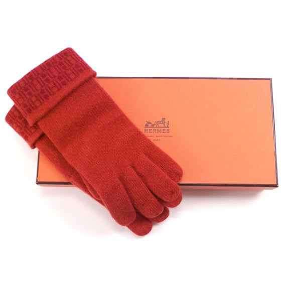 Cashmere H Logo Gloves Red