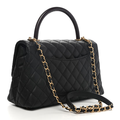 Chanel Caviar Lizard Embossed Quilted Small Coco Handle Flap Black 2 of 9