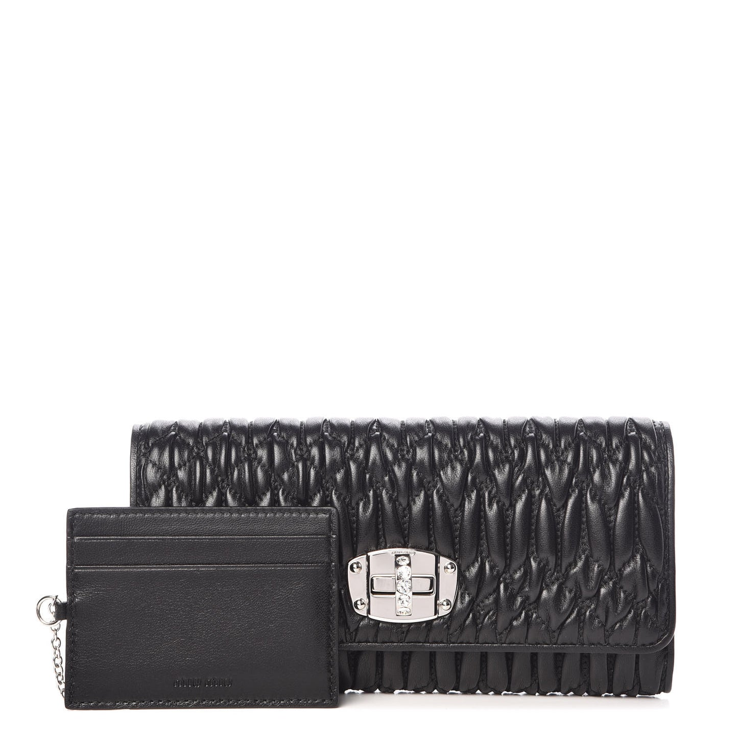 Nappa Matelasse Flap Wallet Black