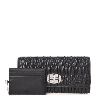 Miu Miu Nappa Matelasse Flap Wallet Black 3 of 9