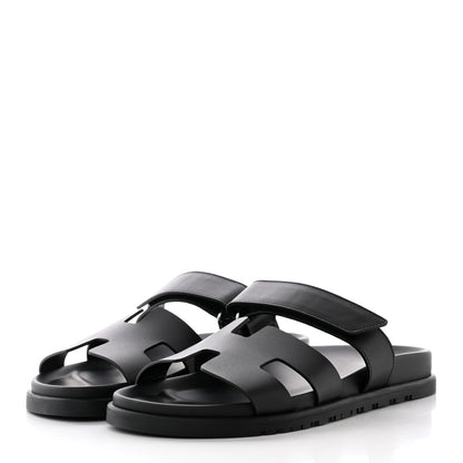 Hermes Calfskin Womens Chypre Sandals 39 Black 3 of 16