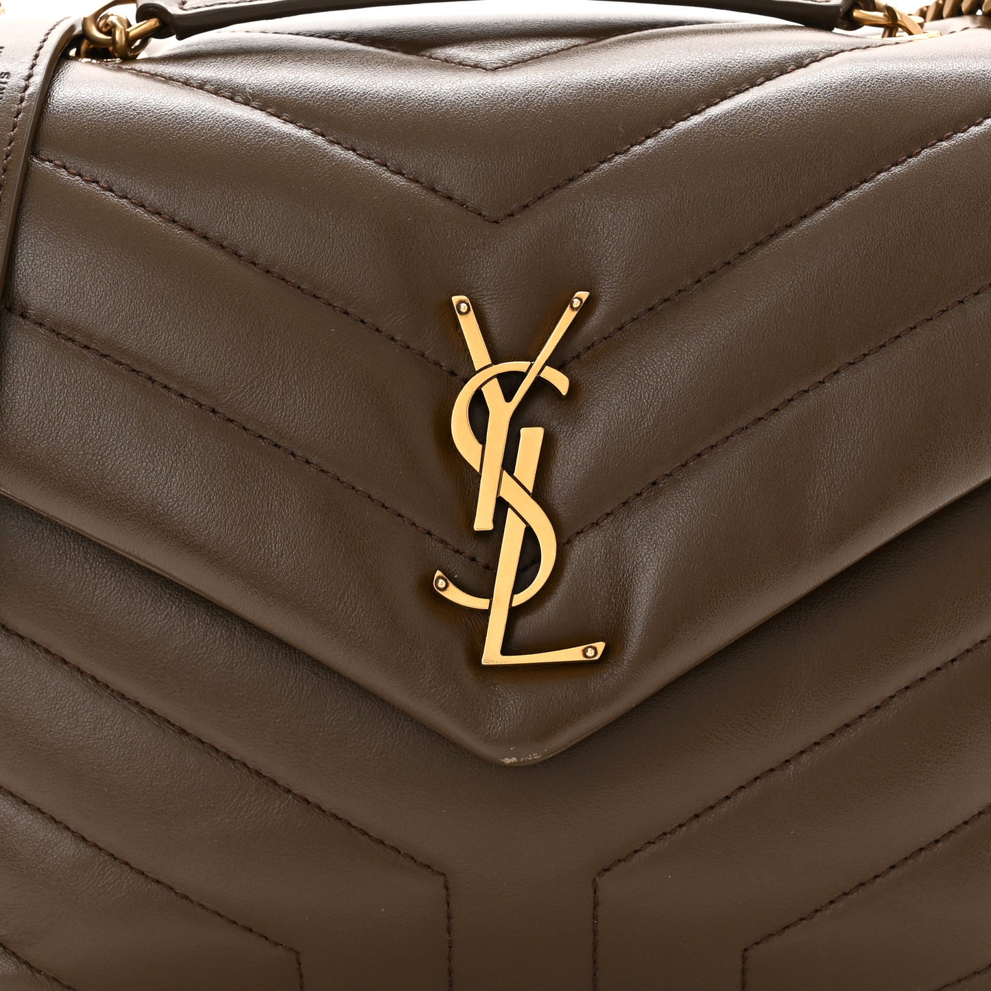 Calfskin Y Quilted Monogram Small Loulou Chain Satchel Taupe