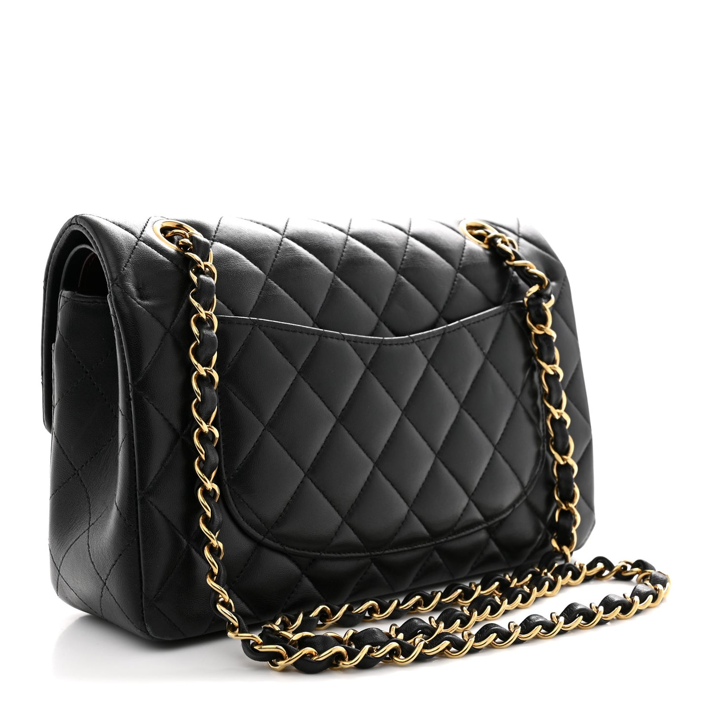 Lambskin Quilted Small Double Flap Black