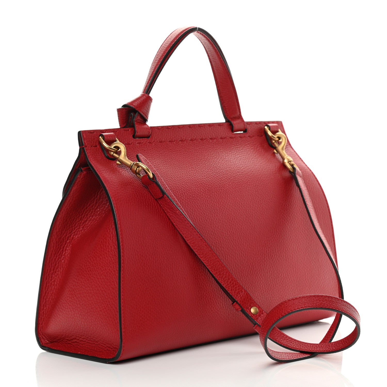 Gucci Calfskin Small GG Marmont Top Handle Bag Vulcanic Red 3 of 13