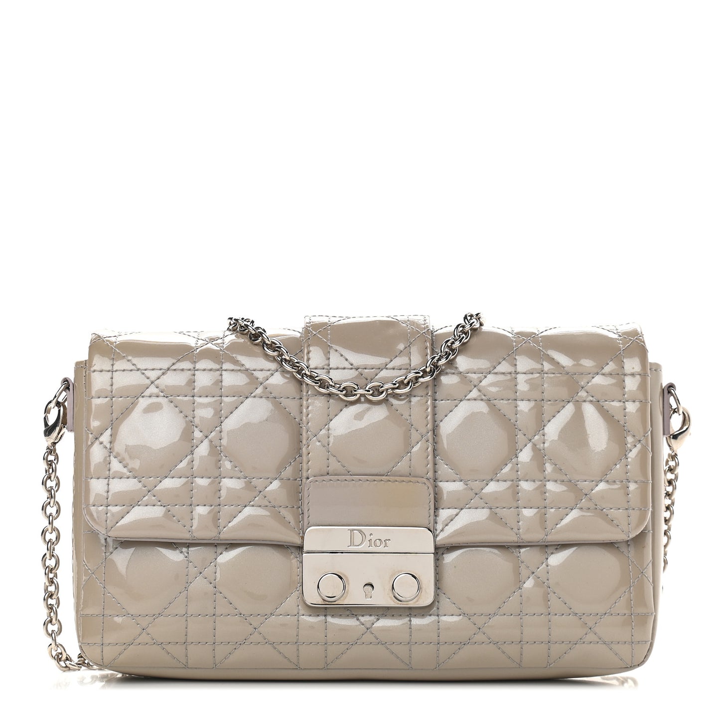 Patent Cannage Miss Dior Promenade Pouch Grey