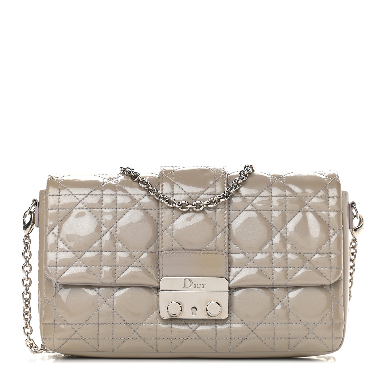 Christian Dior Patent Cannage Miss Dior Promenade Pouch Grey 1 of 8