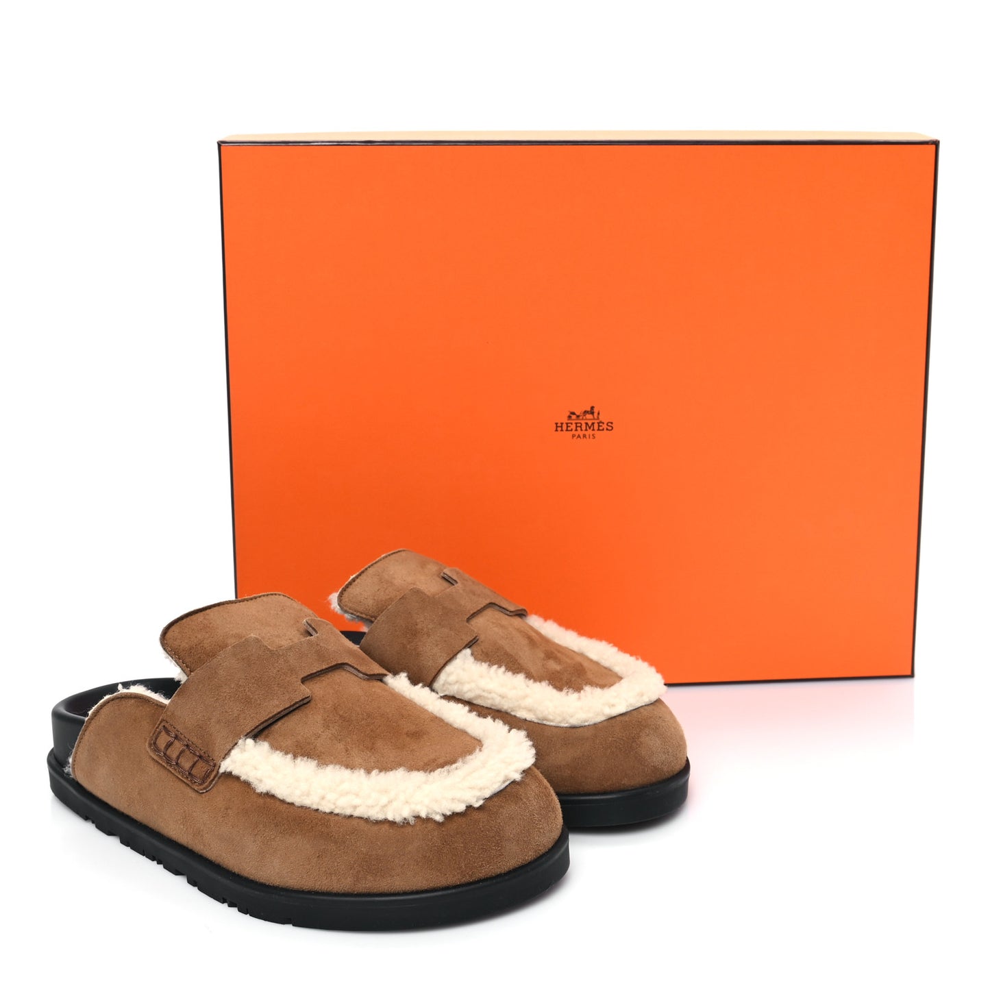 Suede Goatskin Shearling Go Mules 36 Beige Kraft Ecru