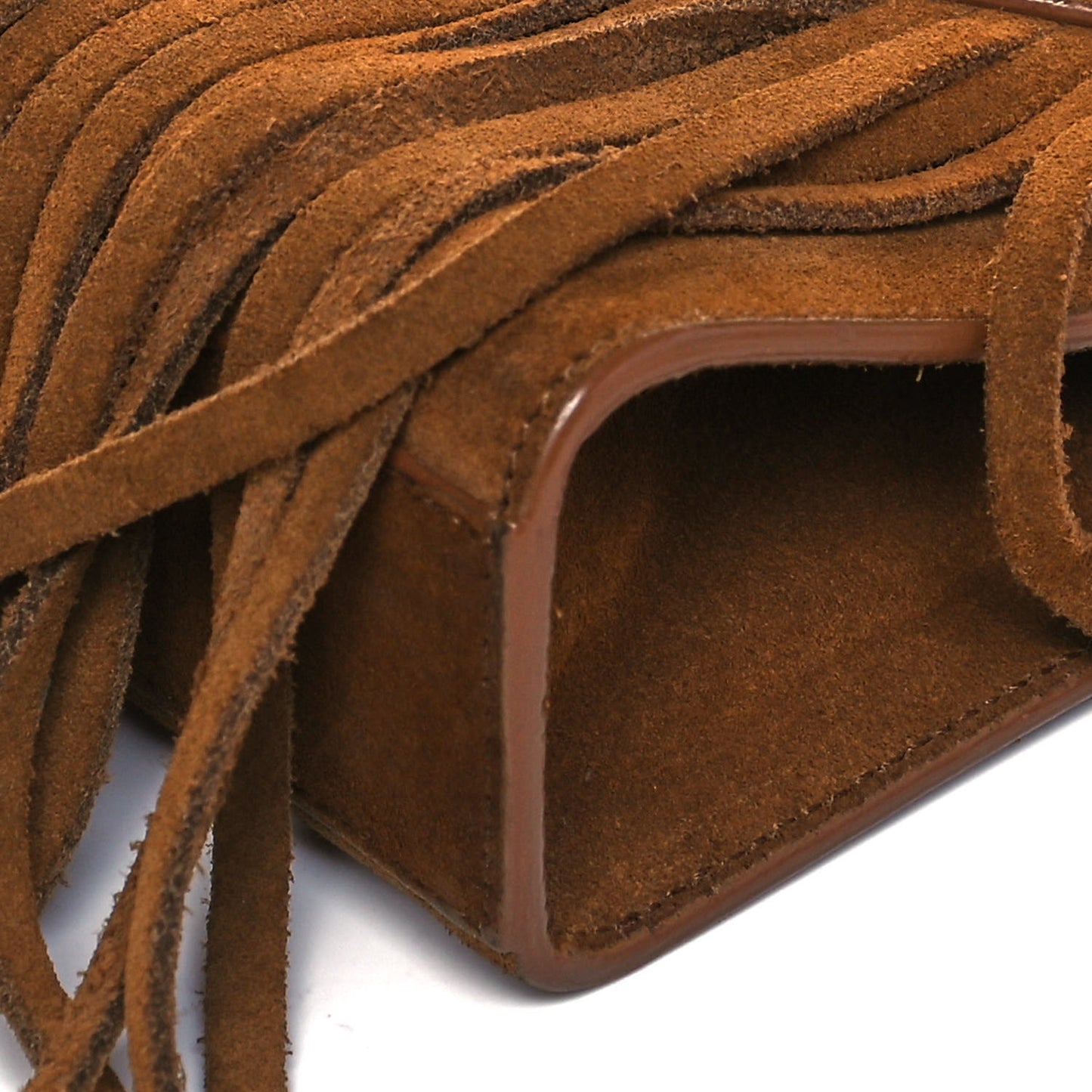 Suede Fringe Small Monogram Satchel Light Ocre